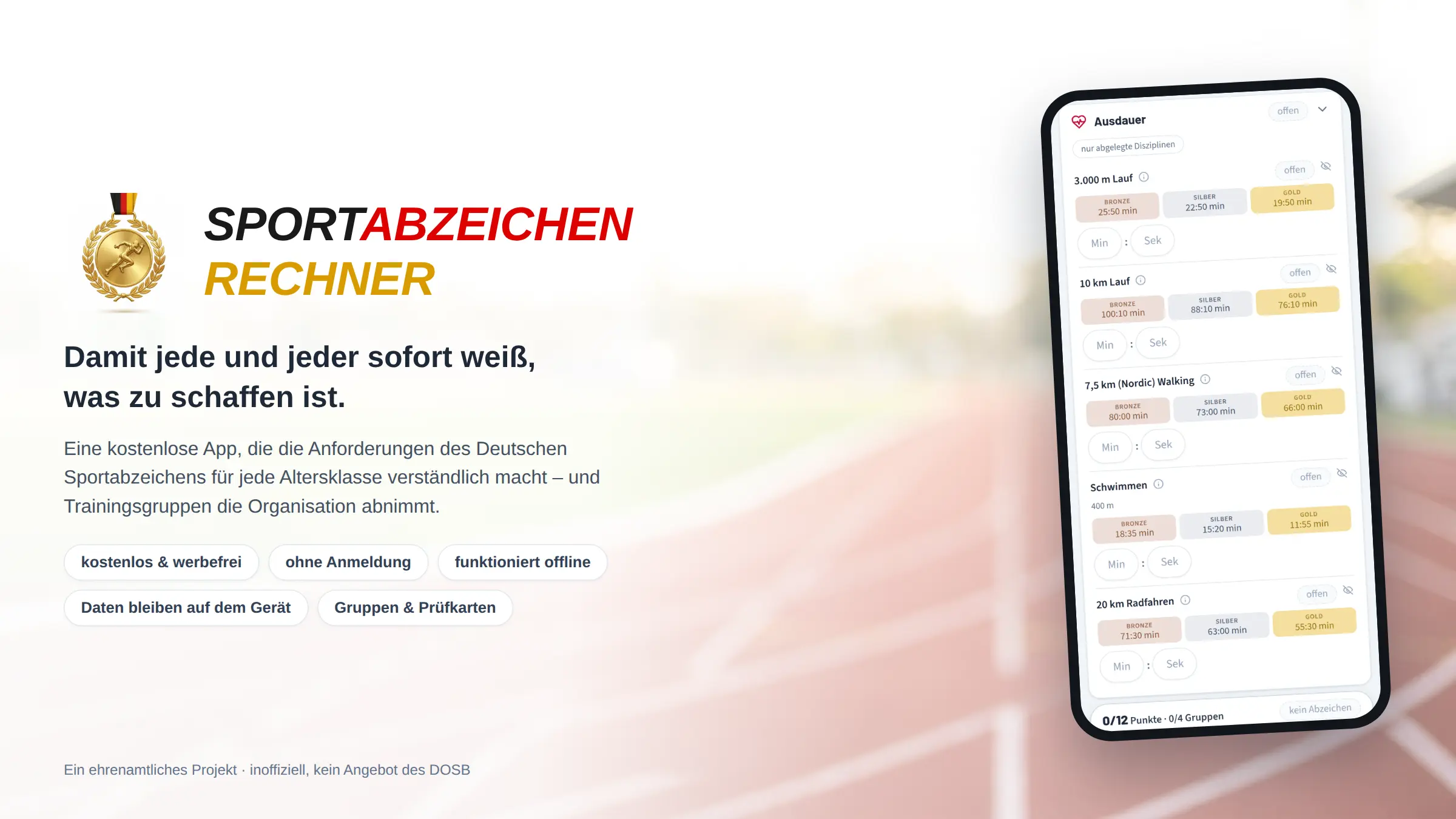 Sportabzeichen App für alle – der Sportabzeichen-Rechner