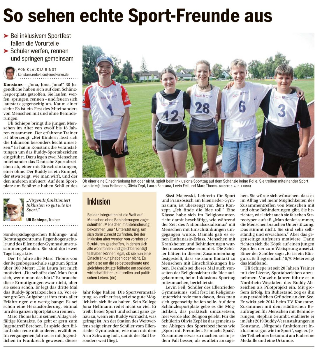 InInklusion-Sport-Tage mit Abnahme des Buddy-Sportabzeichen